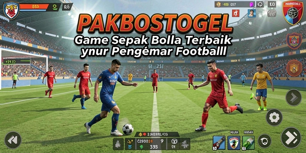 Screenshot gameplay PAKBOSTOGEL yang menampilkan aksi sepak bola yang mendebarkan.