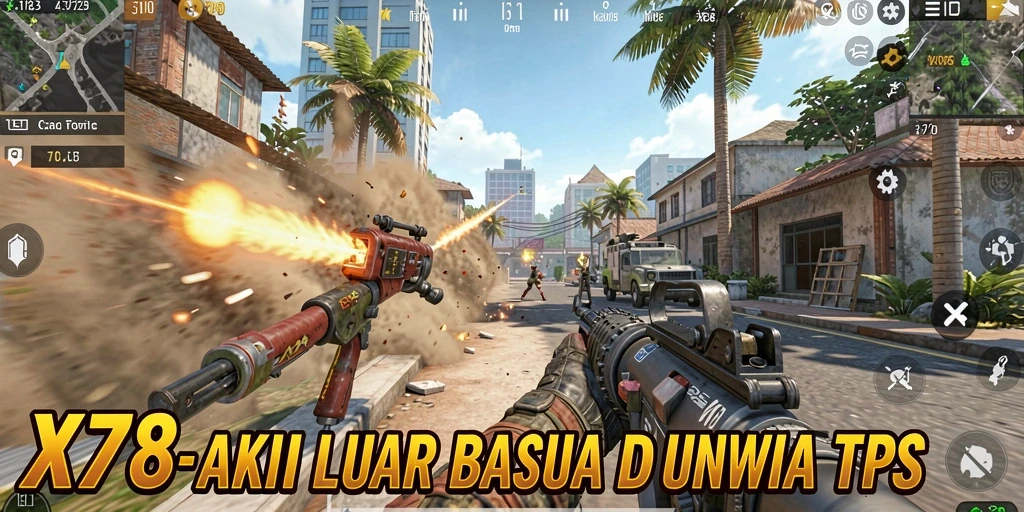 Screenshot gameplay TPS X78 yang menampilkan karakter dalam aksi tempur.