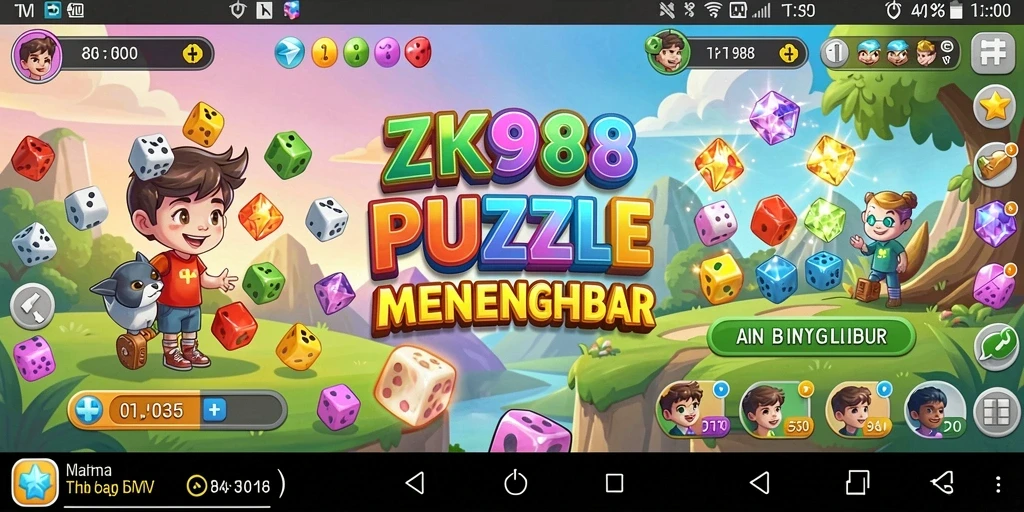 Tampilan gameplay puzzle ZK988 yang penuh warna dan menantang.